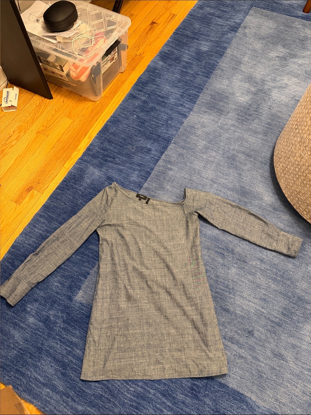 Theory Linen Off-Shoulder Shift Dress